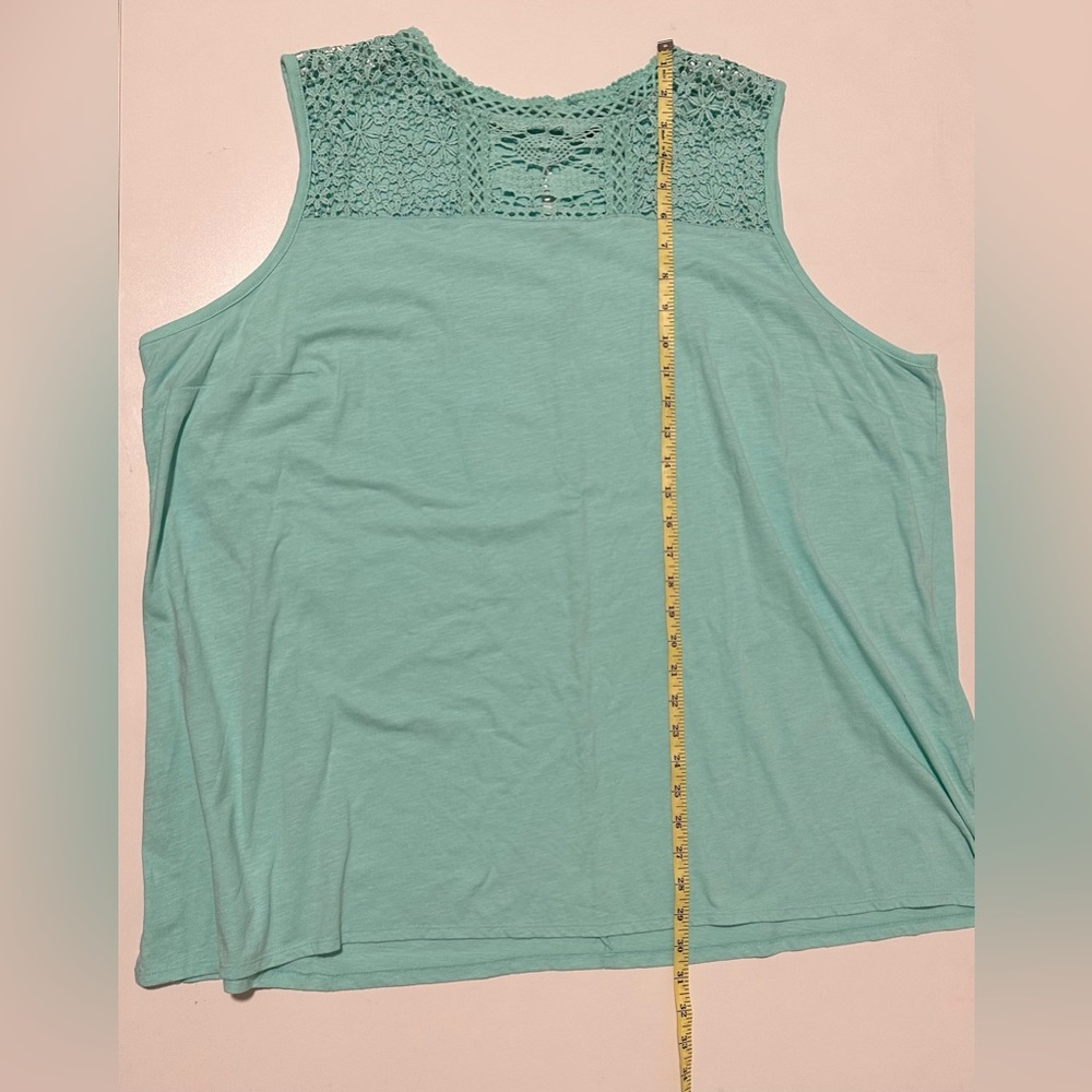 Lane Bryant Green Tank Top Lace Design 26/28 - Picture 11 of 12